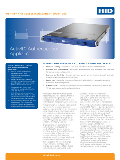 ActivID Appliance Datasheet
