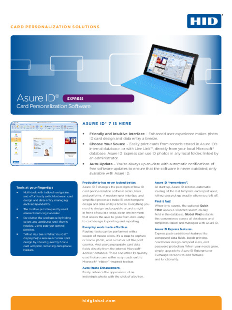 Asure ID® Express Card Personalization Software Datasheet
