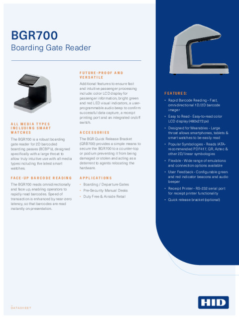 BGR700 Contactless Boarding Gate Reader