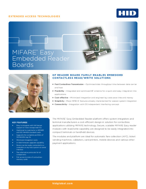 MIFARE® Easy Embedded Reader Boards Datasheet
