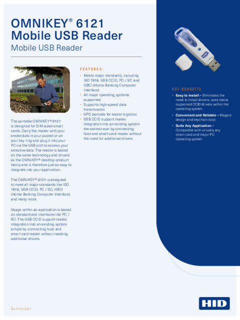 OMNIKEY 6121 Mobile USB Reader Datasheet
