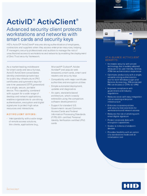 ActivID ActivClient Security Software Datasheet