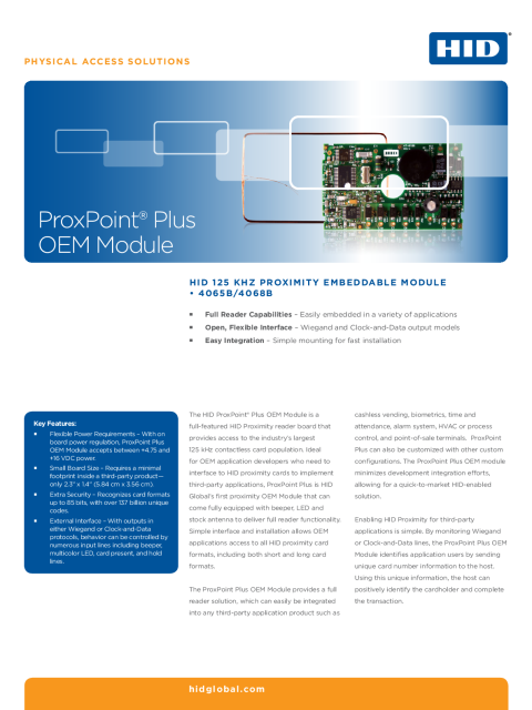 Prox ProxPoint Plus OEM Module Datasheet