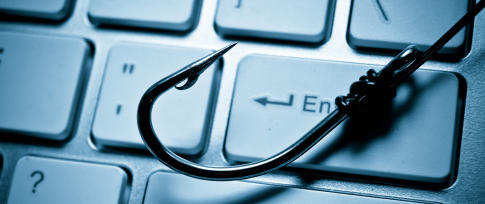 phishing hook on keyboard